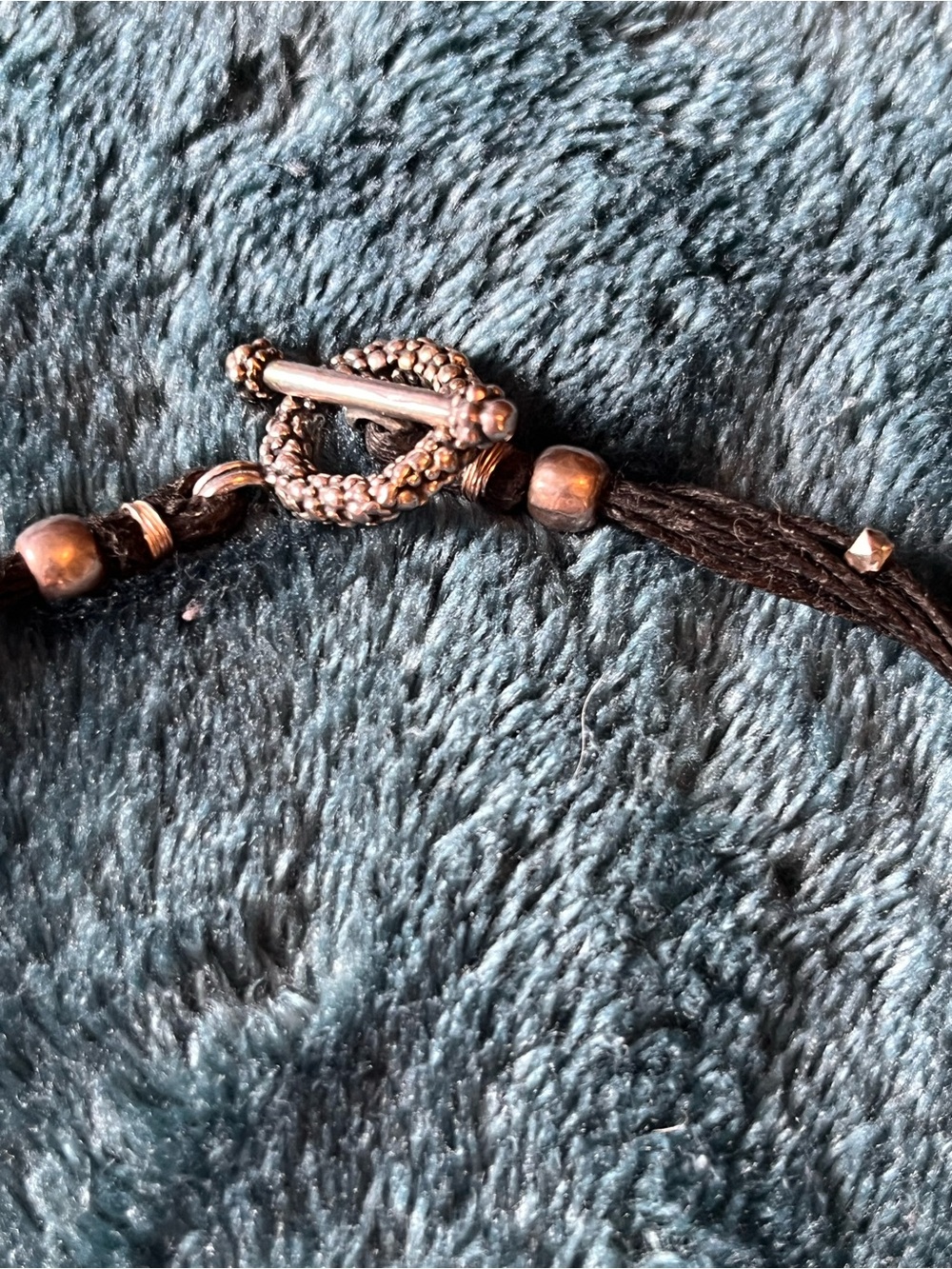 Gold Tone Baltic Amber/Silver Oval Pendant Necklace with Black Multi-Strand Cord - Picture 5 of 11